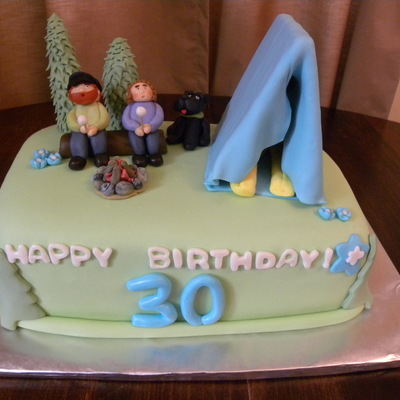 Camping Couple Cake