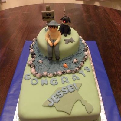 Fishing Grad Cake