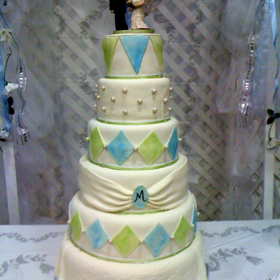 Blue Green Wedding Cake