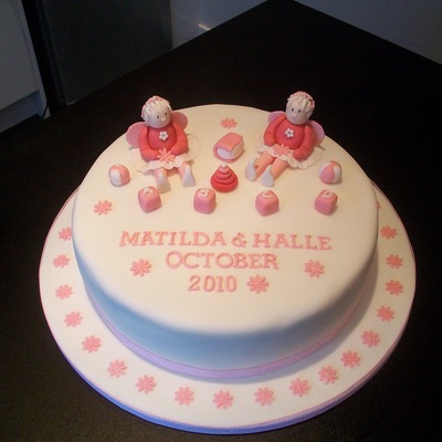 Two Little Girls Christening Cake