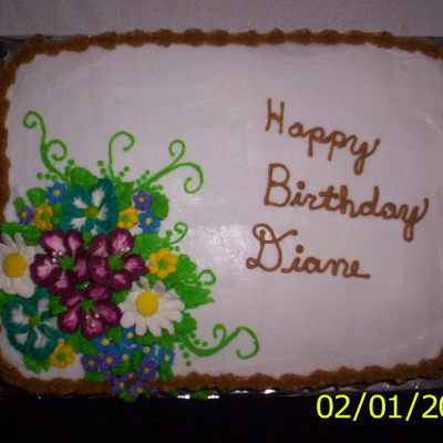 Half Sheetcake Birthday Flowers