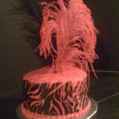 Zebra Stencil Feather Cake