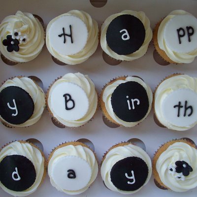 Black And White Birthday Cupcakes
