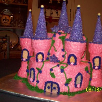 Pink And Purple Castle Cake