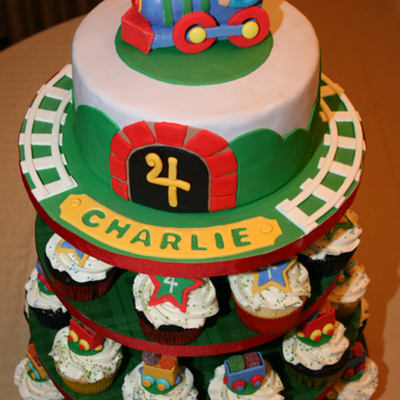 Train Party Cupcake Tower