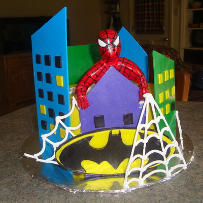 Spiderman Batman Cake