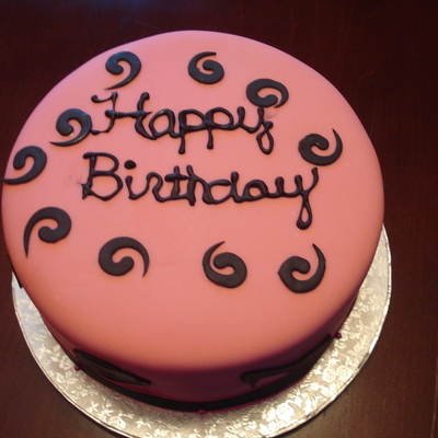 Pink & Black Birthday Cake