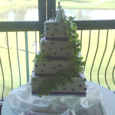 Purple And Green Dot Wedding Cake