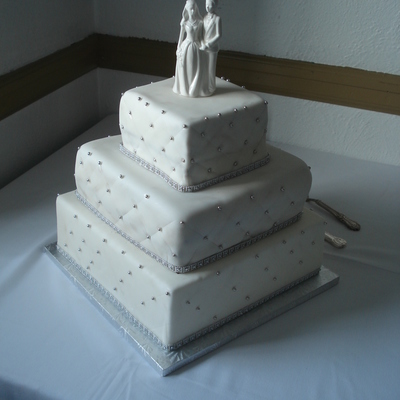 White Bling Wedding Cake