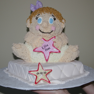 Baby Girl Sitting On A Blanket