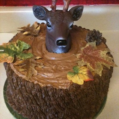 Deer And Tree Stump Cake