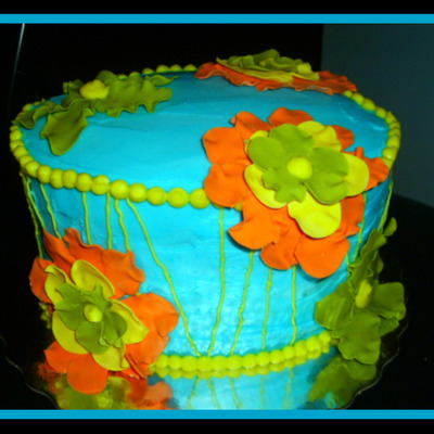 Oval Cake With Flowers