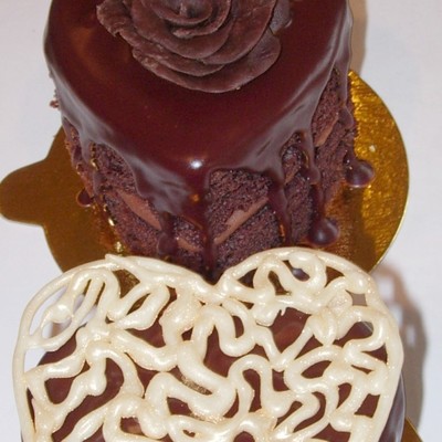 Mini Chocolate Ganache Heart Cakes