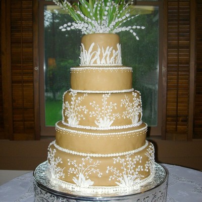 Caramel Lily Of The Valley Wedding Cake