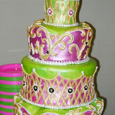 Hot Pink And Green Gala Cake