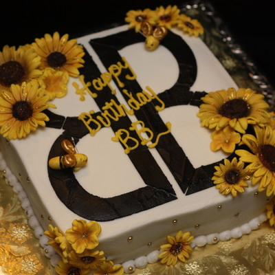 Bee Lover's Initials Birthday Cake