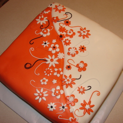 Orange And White Flower Cake