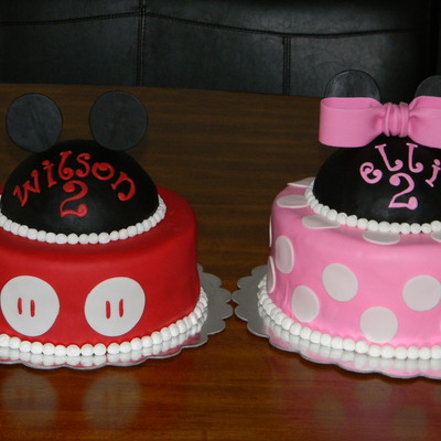 Mickey And Minnie Mouse Cakes For Twins