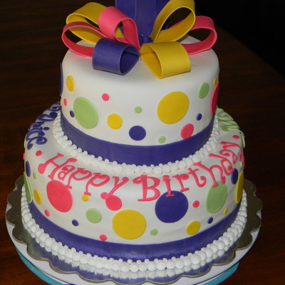 Colorful Bow Birthday Cake
