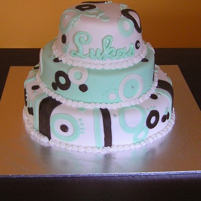 Mint & Chocolate Circles Christening Cake
