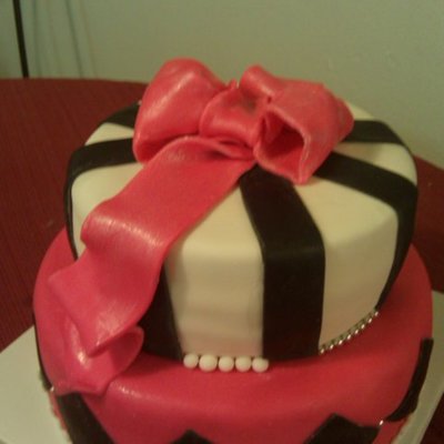 Pink, Black And White Party Cake