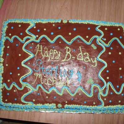 Blue/green Swirls On Chocolate Frosting (I Made When I Was 17)