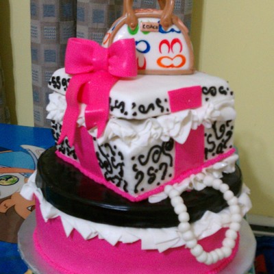 Pink And Black Boxes Cake