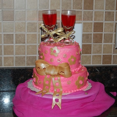 Hot Pink & Gold Cake With Jello Shots