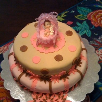 Pink And Brown Baby Shower Cake
