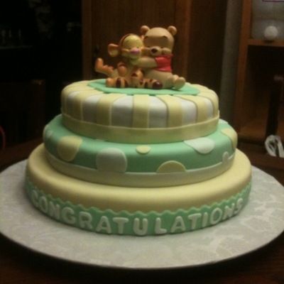 Winnie The Pooh And Tigger Baby Shower Cake