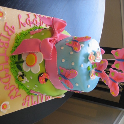 Alivia's Butterfly, Bee And Ladybug Cake