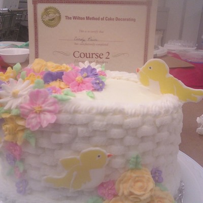Basket Weave/flower Cake
