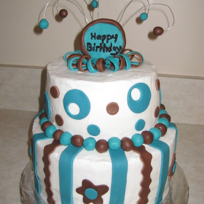 Teal And Brown Fun Cake
