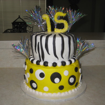 Yellow, Zebra Birthday Cake