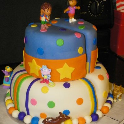 Split Cake For Twins - Dora & Diego Theme