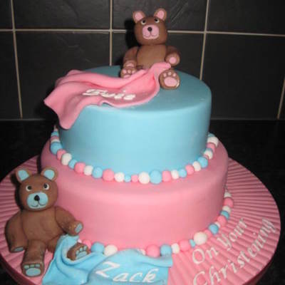 Teddy Bear Joint Boy / Girl Christening Cake
