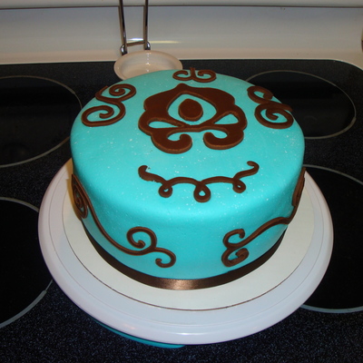 Blue And Brown Birthday Cake