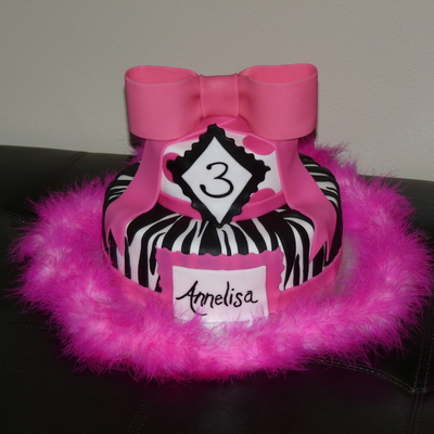 Zebra And Hot Pink Birthday Cake