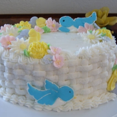 Spring Basket Of Flowers Cake