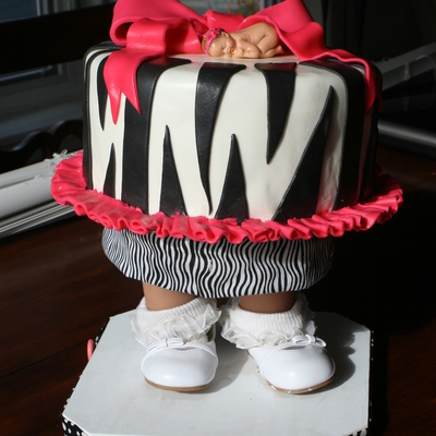 Zebra/ Pink Baby Cake