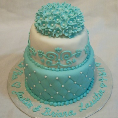 White And Blue Mini Cake