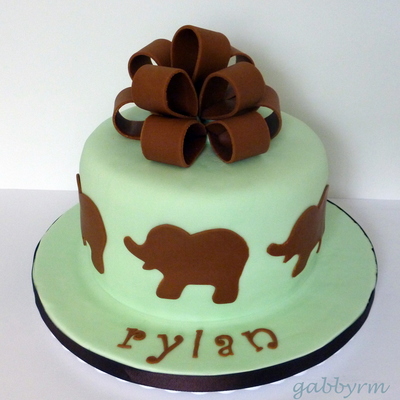 Green & Brown Elephant Boy Baby Shower