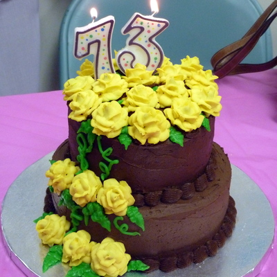 Yellow Rose Chocolate Birthday Cake
