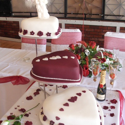 3 Tier Heart Wedding Cake