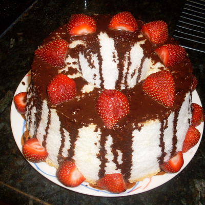 Chocolate Strawberry Angel Food Cake