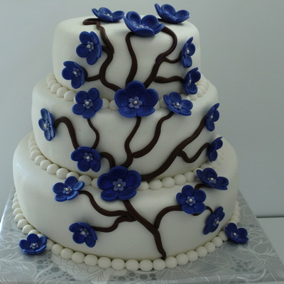Purple And White Wedding Cake