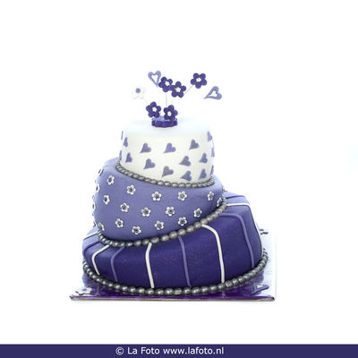 Topsy Turvy Wedding Cake Puple White