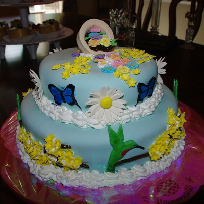 Spring Flowers, Hummingbirds And Butterflies