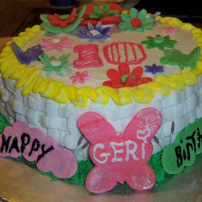 Butterfly Garden-Basketweave Cake