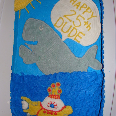 Whale And Yellow Submarine Cake